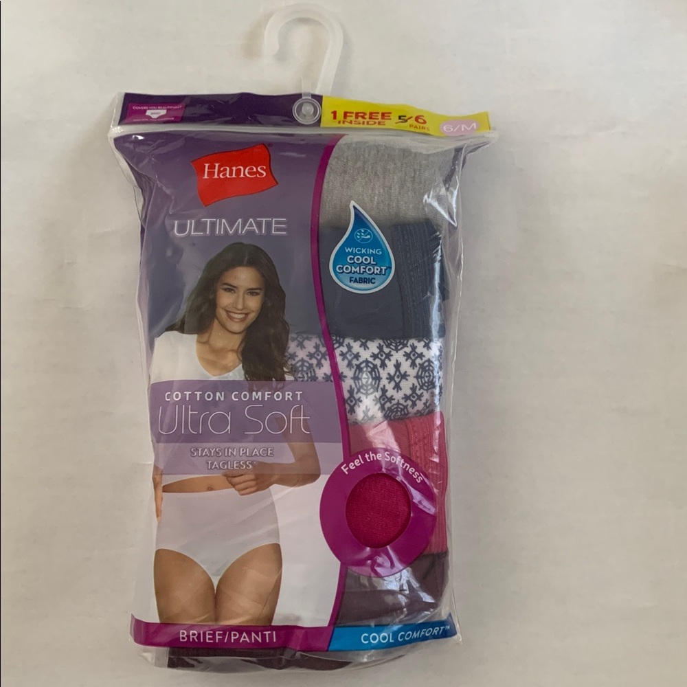 Hanes Ultimate Cotton Comfort Briefs - Gray, Pink, White